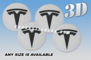 TESLA 3d car wheel center cap emblems stickers decals  :: Graphite logo/white background ::
