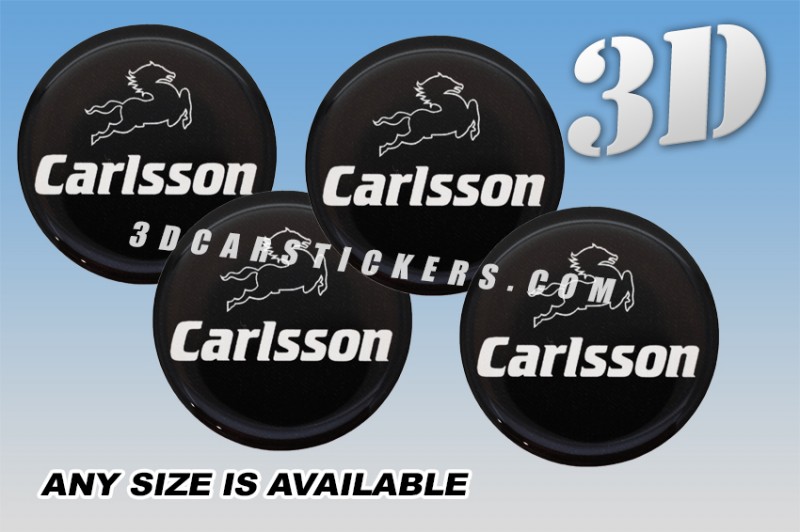 CARLSSON 3d car wheel center cap emblems stickers decals  :: White logo/White writing/black background ::