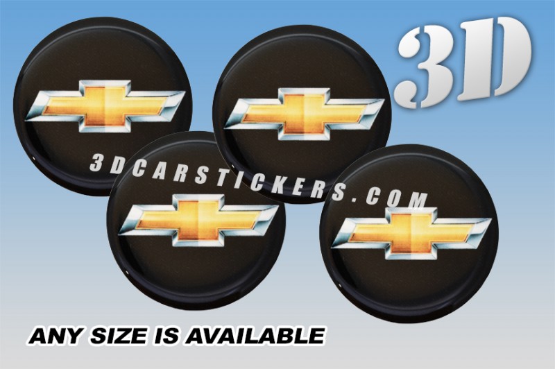 CHEVROLET NEW LOGO 3d car wheel center cap emblems stickers decals  :: Gold logo/black background ::