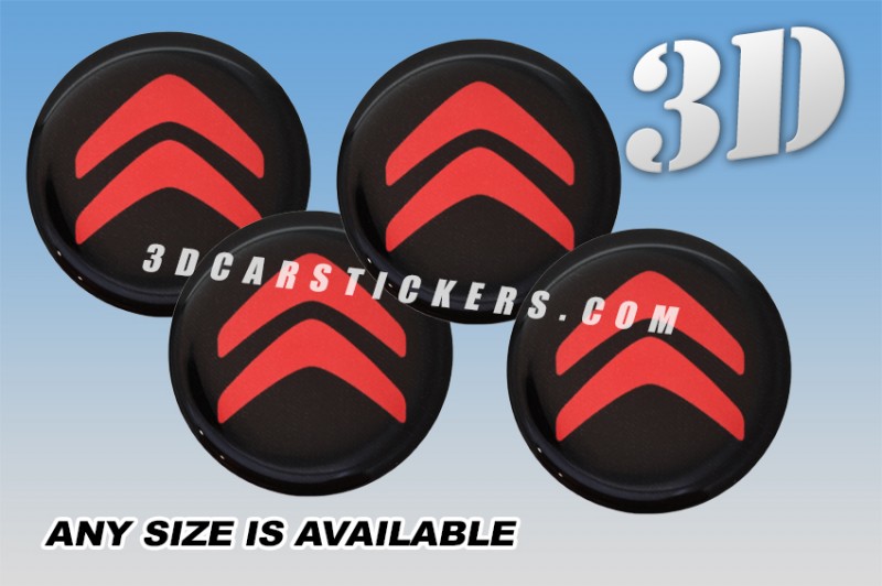 CITROEN 3d car wheel center cap emblems stickers decals  :: Red logo/black background ::
