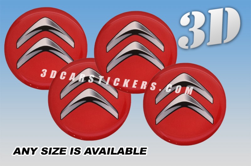 CITROEN 3d car wheel center cap emblems stickers decals  :: Silver logo/red background ::