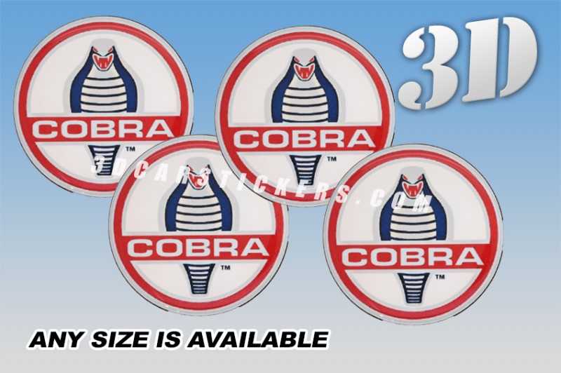 Silver Shelby Cobra Logo Car Wheel Center Hub Caps Badge Emblem Replace Stickers 