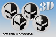 CORVETTE JAKE SCULL 3d car wheel center cap emblems stickers decals  :: Black logo/white background ::