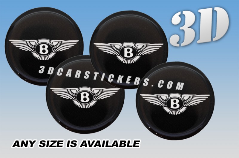 BENTLEY 3d domed car wheel center cap emblems stickers decals  :: Black-White logo/black background ::