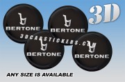 BERTONE 3d domed car wheel center cap emblems stickers decals  :: Silver logo/black background ::