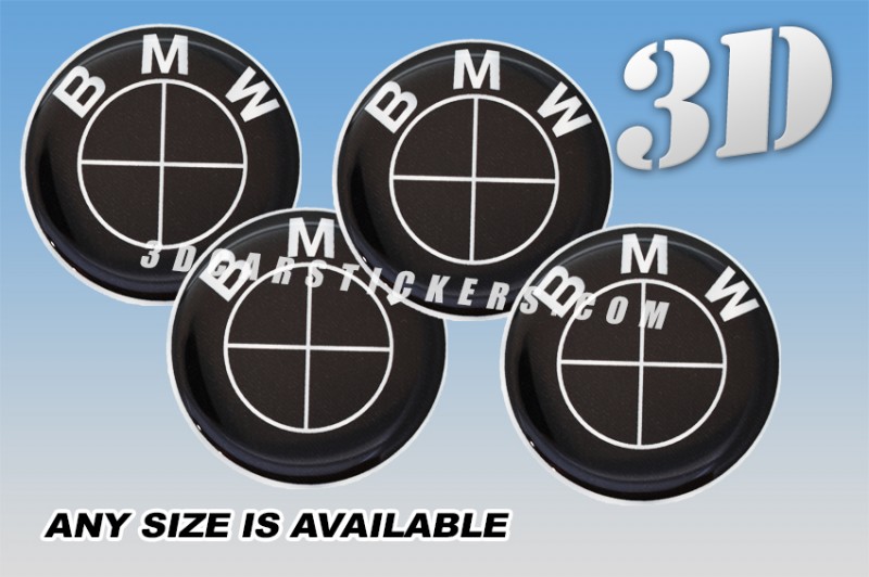 BMW BLACK EDITION 3d domed car wheel center cap emblems stickers decals  :: Silver logo/black background ::