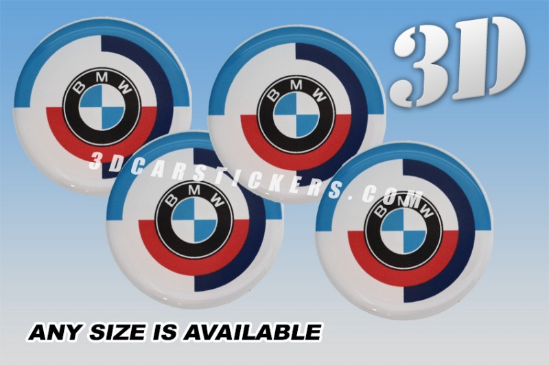 BMW MOTORSPORT OLD 3d domed car wheel center cap emblems stickers decals  :: Color logo/white background ::