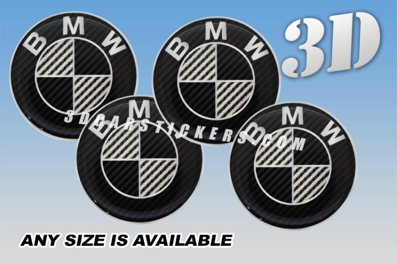 BMW SILVER CARBON EDITION 3d domed car wheel center cap emblems stickers decals  :: Silver carbon/black background ::