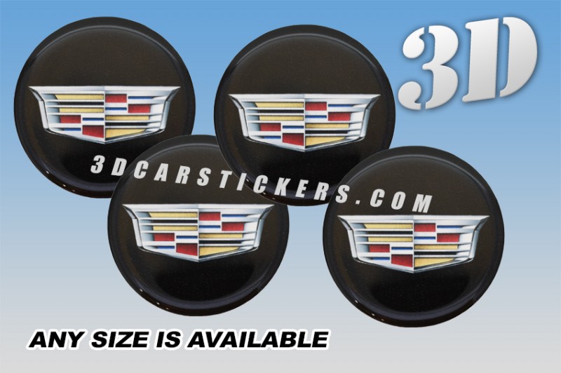 CADILLAC NEW LOGO 3d domed car wheel center cap emblems stickers decals  :: Color logo/black background ::