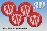 WILLYS 3d domed car wheel center cap emblems stickers decals  :: White logo/red background ::
