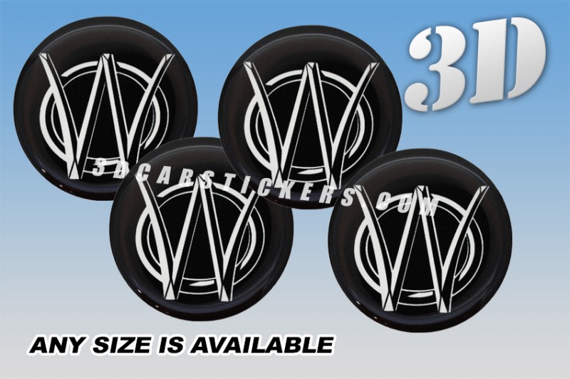 WILLYS 3d domed car wheel center cap emblems stickers decals  :: Silver logo/black background ::