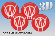 WILLYS 3d domed car wheel center cap emblems stickers decals  :: White big logo/red background ::