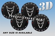 WOLFRACE 3d domed car wheel center cap emblems stickers decals  :: White/red logo/black background ::