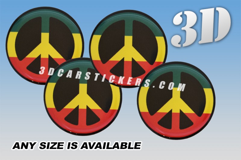 PEACE 3d domed car wheel center cap emblems stickers decals  :: Color logo/black background ::