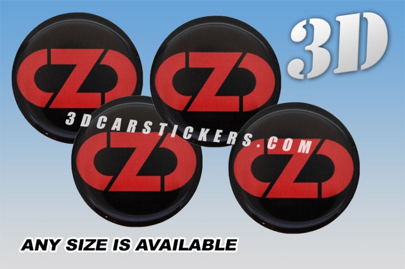 OZ RACING NEW LOGO 3d domed car wheel center cap emblems stickers decals  :: Red logo/black background ::