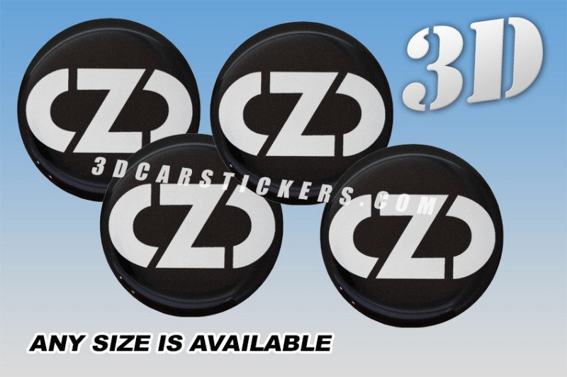 OZ RACING NEW LOGO 3d domed car wheel center cap emblems stickers decals  :: Silver logo/black background ::