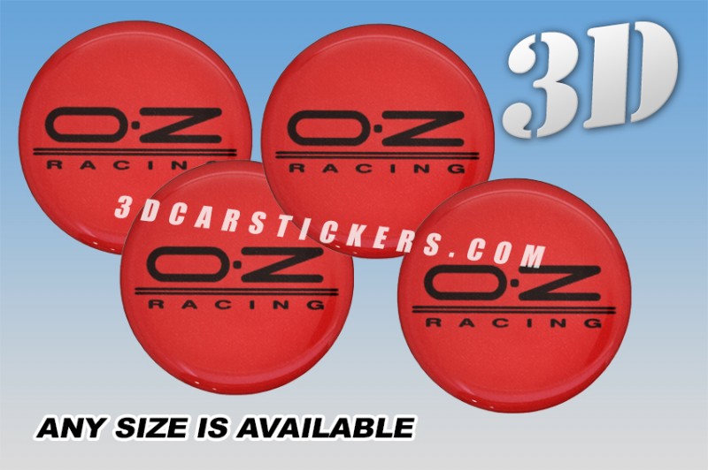 OZ RACING 3d domed car wheel center cap emblems stickers decals  :: Black logo/red background ::