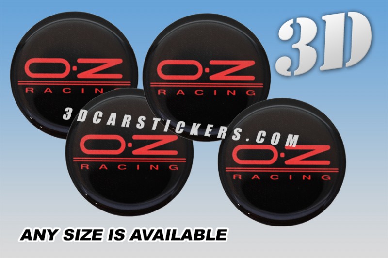 OZ RACING 3d domed car wheel center cap emblems stickers decals  :: Red logo/black background ::