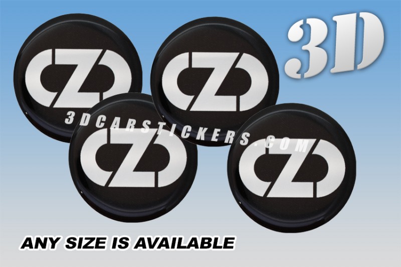 OZ RACING NEW LOGO 3d domed car wheel center cap emblems stickers decals  :: White logo/black background ::