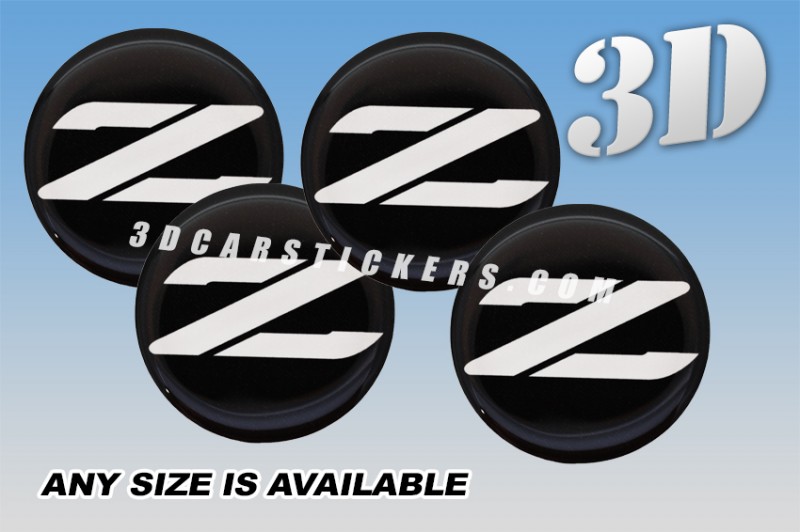 NISSAN Z-LOGO 3d domed car wheel center cap emblems stickers decals  :: White logo/black background ::