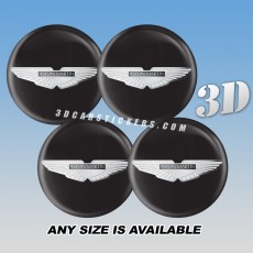 ASTON-MARTIN Decals For Wheel Center Caps — Silver/Black Background