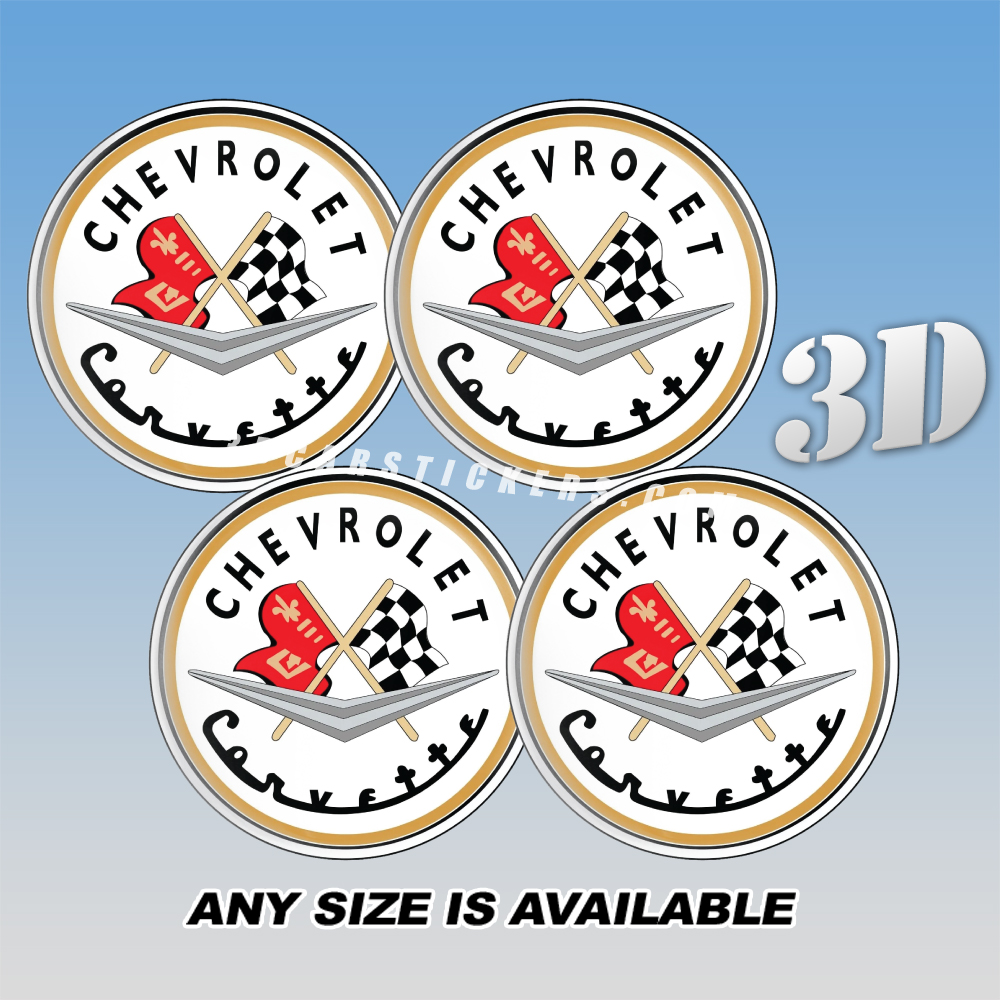 CORVETTE C1 Decals For Wheel Center Caps — Color Logo/Black Background