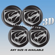 DODGE VIPER "STRYKER" Decals For Wheel Center Caps — Silver Logo/Black Background