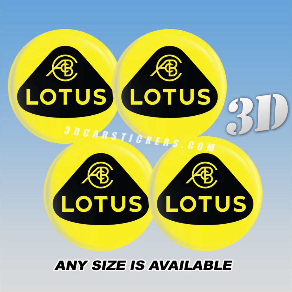 LOTUS Decals For Wheel Center Caps — Black Logo/Yellow Background