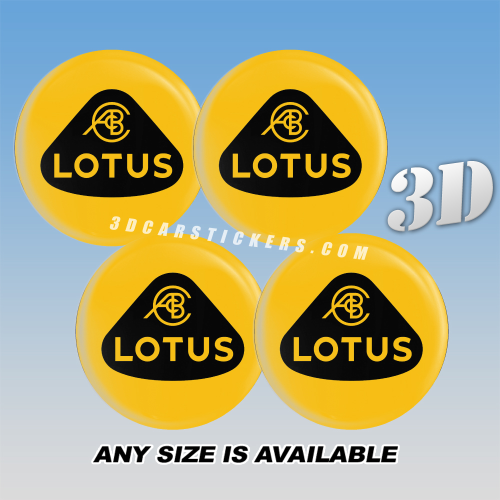 LOTUS Decals For Wheel Center Caps — Black Logo/Orange Background