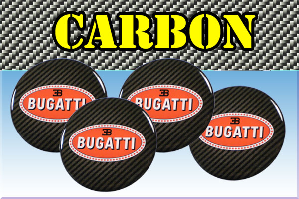 BUGATTI 3d car stickers for wheel center caps СARBON LOOK