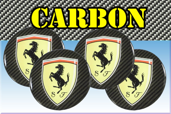 FERRARI 3d car stickers for wheel center caps СARBON LOOK