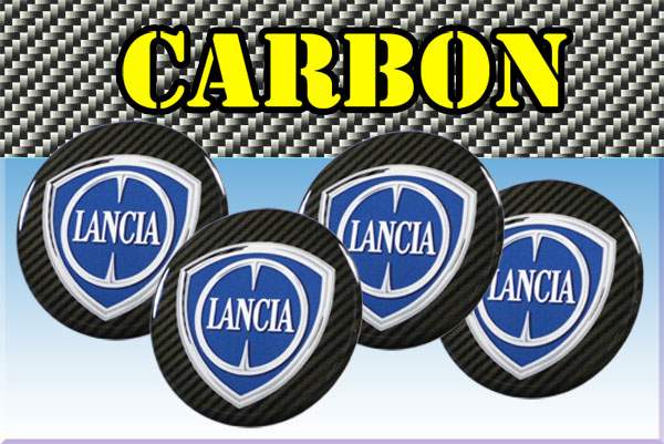 LANCIA 3d car stickers for wheel center caps СARBON LOOK