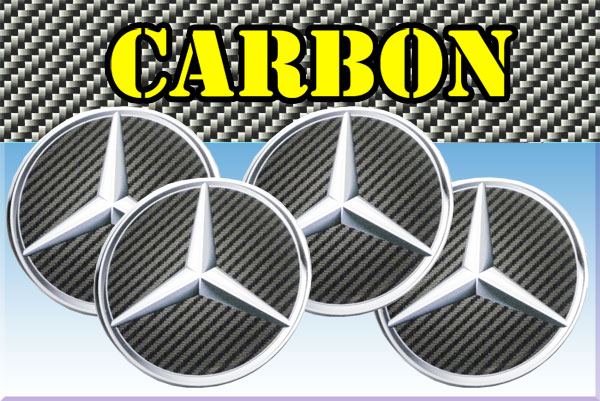 MERCEDES BENZ 3d car stickers for wheel center caps СARBON LOOK
