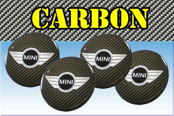MINI 3d car stickers for wheel center caps СARBON LOOK