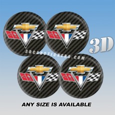 CHEVROLET CORVETTE Domed Decals For Wheel Center Caps — Color Logo/Carbon Background