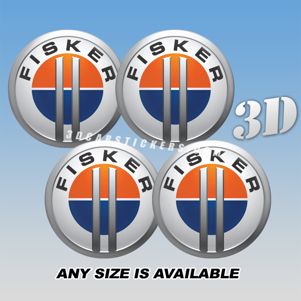 FISKER Decals For Wheel Center Caps — Color Logo/Black Background