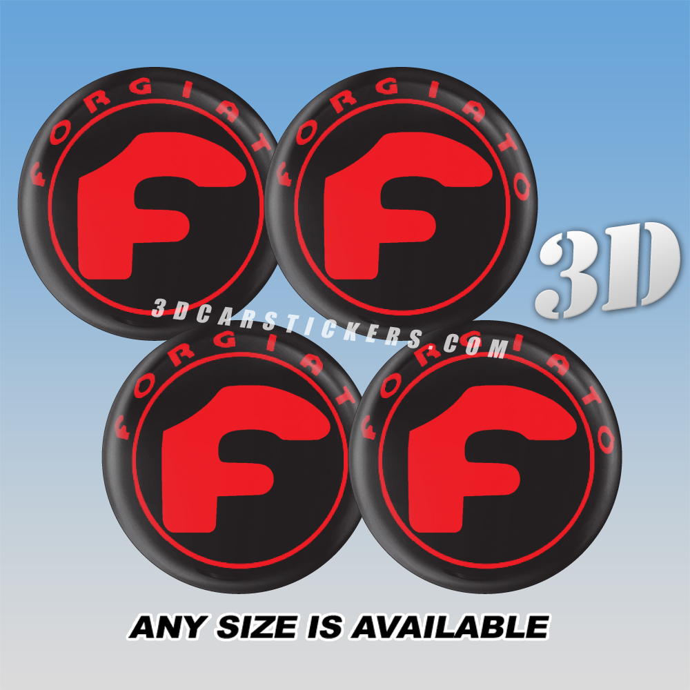 FORGIATO Decals For Wheel Center Caps — Red Logo/Black Background