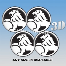 HOLDEN Decals For Wheel Center Caps — White Logo/Black Background