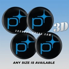 POLESTAR Domed Decals For Wheel Center Caps — Blue Logo/Black Background