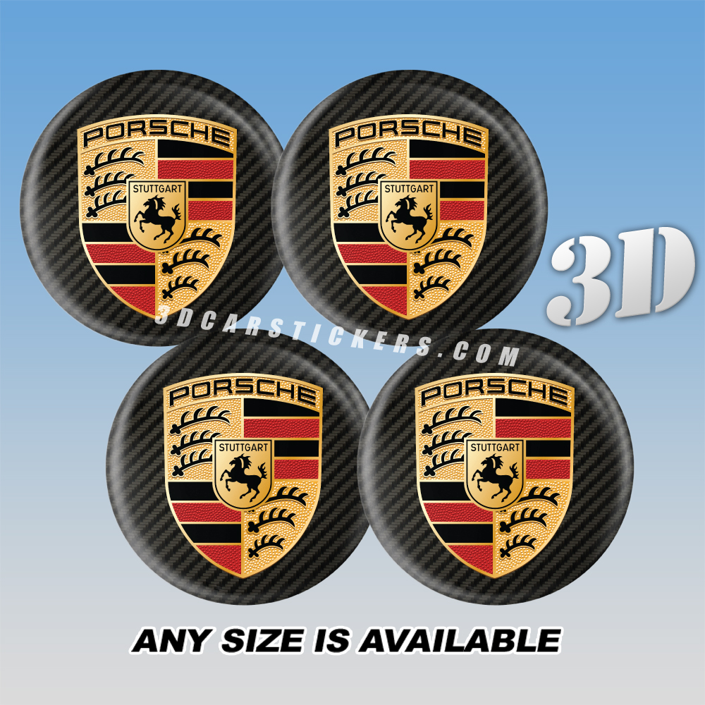 PORSCHE СARBON LOOK Decals For Wheel Center Caps 