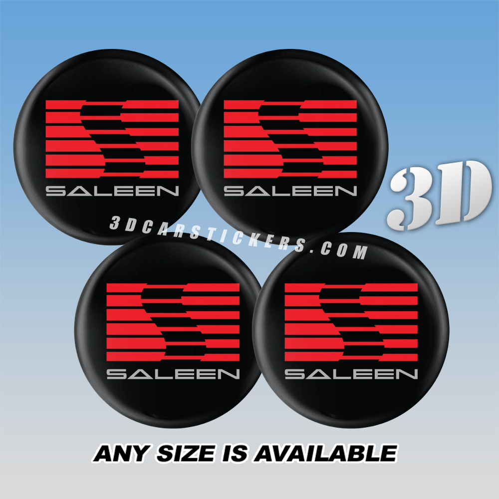 SALEEN Decals For Wheel Center Caps — Red Logo/Black Background