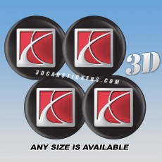 SATURN Decals For Wheel Center Caps — Red/Silver Logo/Black Background