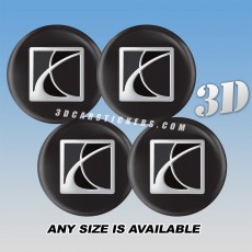 SATURN Decals For Wheel Center Caps — Silver Logo/Black Background