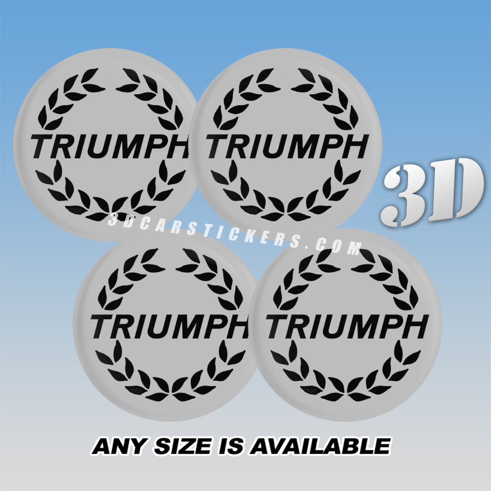 TRIUMPH Decals For Wheel Center Caps — Black Logo/Silver Background