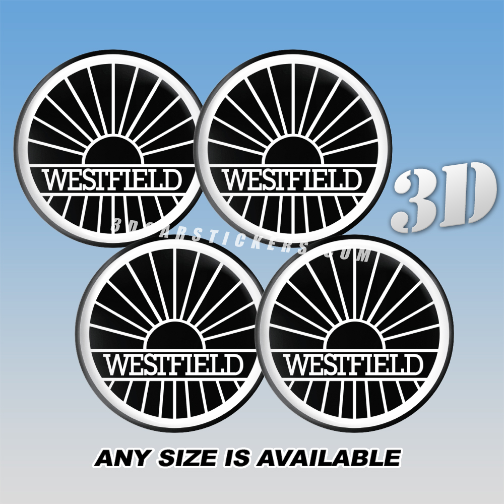 WESTFIELD Decals For Wheel Center Caps — White Logo/Black Background