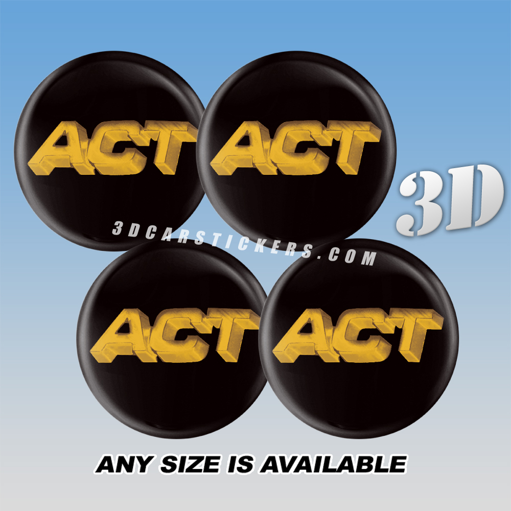 ACT Decals For Wheel Center Caps — Gold Logo/Black Background