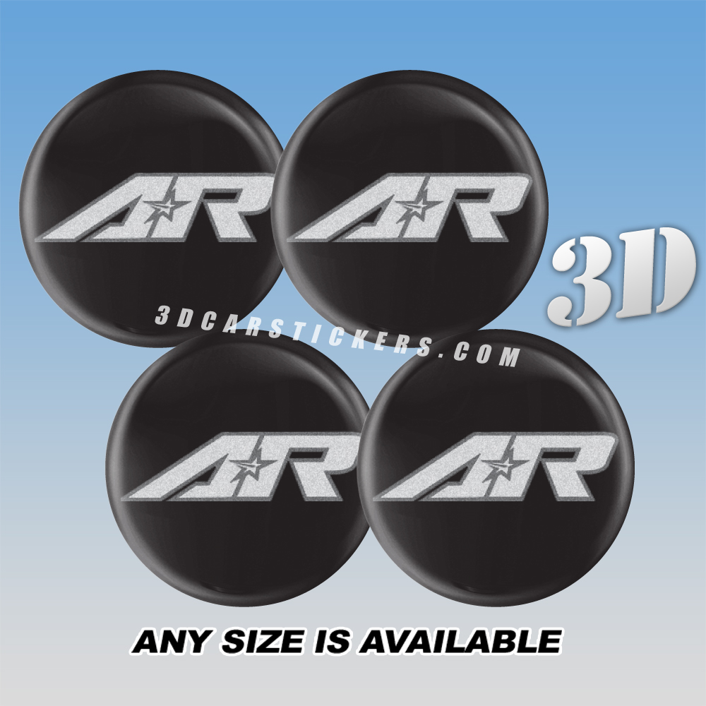 AMERICAN RACING Decals For Wheel Center Caps — Silver Logo/Black Background