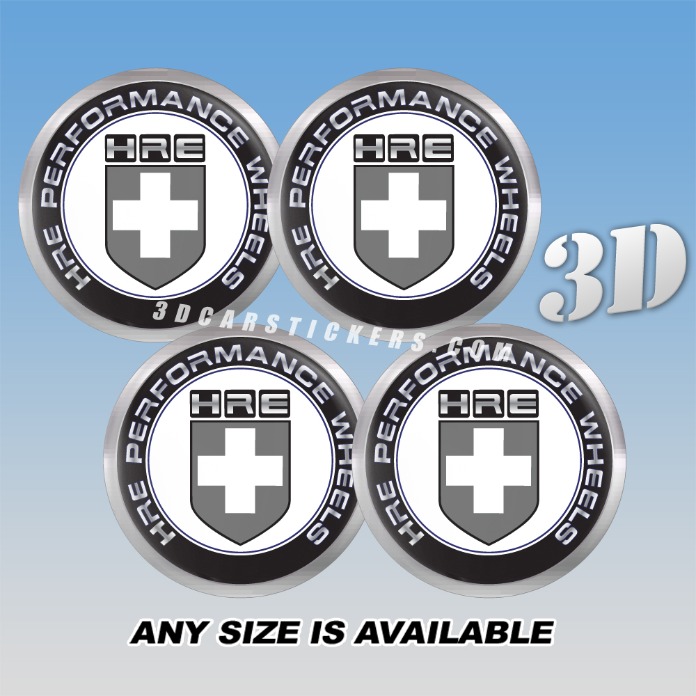 HRE Decals For Wheel Center Caps — Silver Logo/White Background