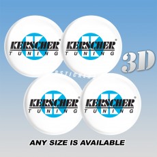 KERSCHER TUNING Decals For Wheel Center Caps — Black/Blue Logo/White Background