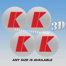 KERSCHER TUNING Decals For Wheel Center Caps — Red Logo/Silver Background